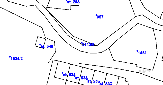 Parcela st. 3113/9 v KÚ Království, Katastrální mapa