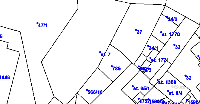 Parcela st. 7 v KÚ Kralupy nad Vltavou, Katastrální mapa