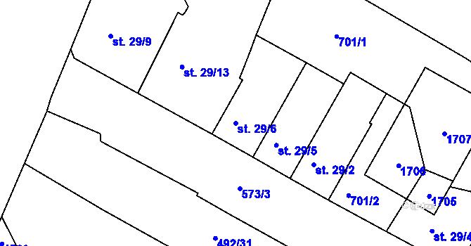 Parcela st. 29/6 v KÚ Kralupy nad Vltavou, Katastrální mapa