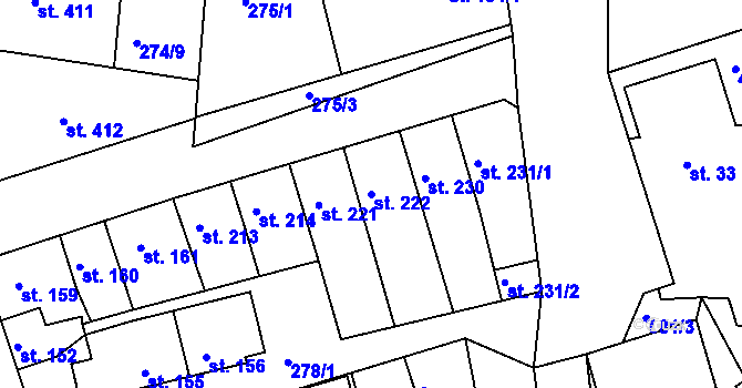Parcela st. 222 v KÚ Kralupy nad Vltavou, Katastrální mapa