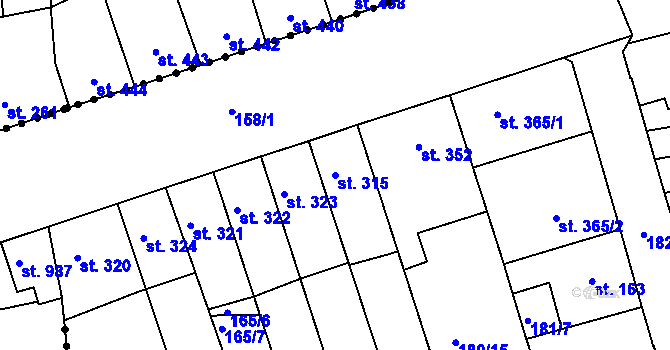Parcela st. 315 v KÚ Kralupy nad Vltavou, Katastrální mapa