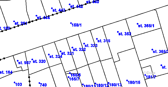 Parcela st. 323 v KÚ Kralupy nad Vltavou, Katastrální mapa