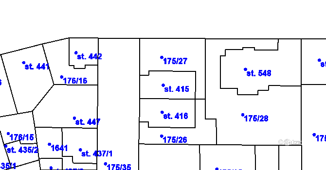 Parcela st. 415 v KÚ Kralupy nad Vltavou, Katastrální mapa