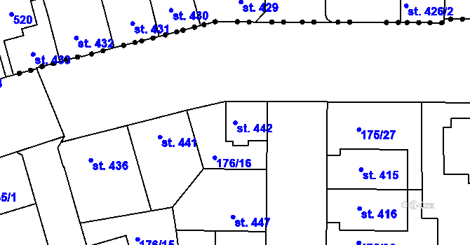 Parcela st. 442 v KÚ Kralupy nad Vltavou, Katastrální mapa