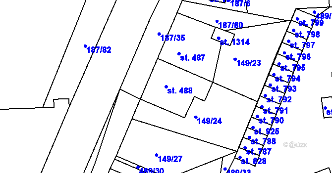 Parcela st. 488 v KÚ Kralupy nad Vltavou, Katastrální mapa