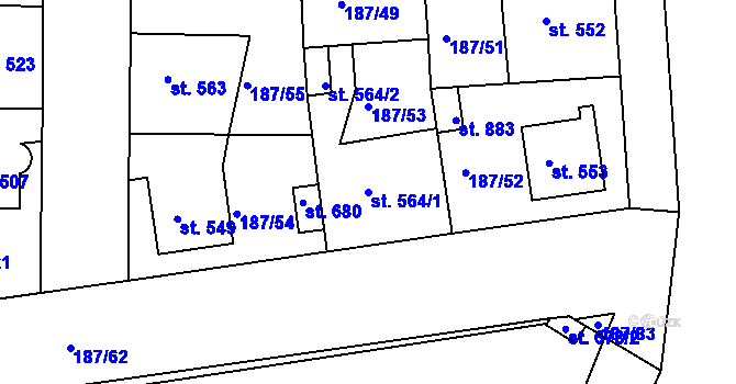 Parcela st. 564/1 v KÚ Kralupy nad Vltavou, Katastrální mapa