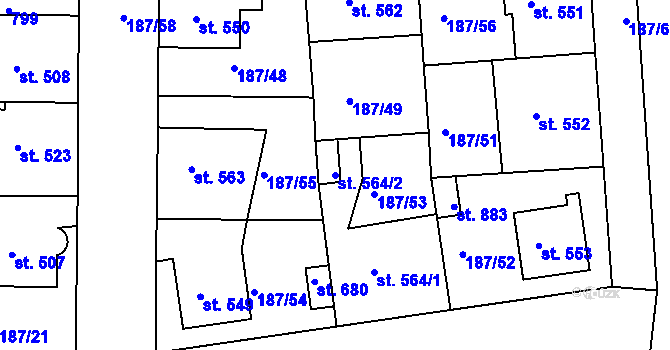 Parcela st. 564/2 v KÚ Kralupy nad Vltavou, Katastrální mapa