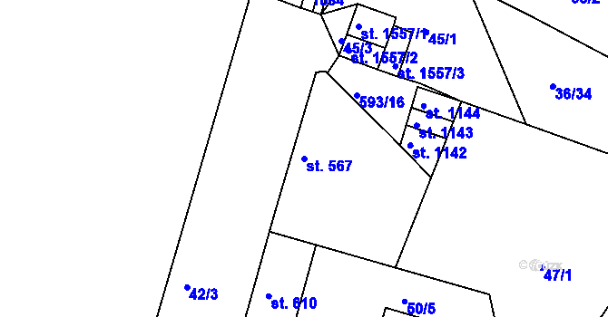 Parcela st. 567 v KÚ Kralupy nad Vltavou, Katastrální mapa