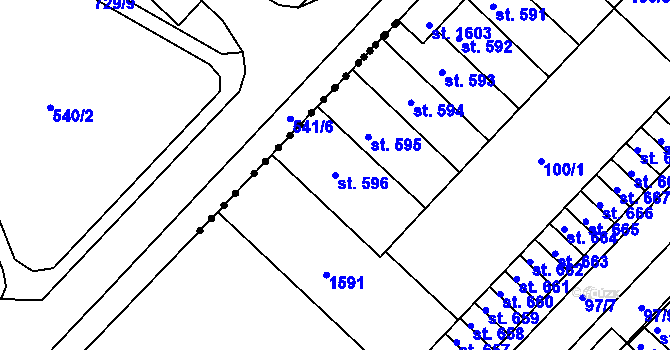 Parcela st. 596 v KÚ Kralupy nad Vltavou, Katastrální mapa