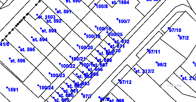 Parcela st. 669 v KÚ Kralupy nad Vltavou, Katastrální mapa