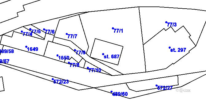 Parcela st. 687 v KÚ Kralupy nad Vltavou, Katastrální mapa