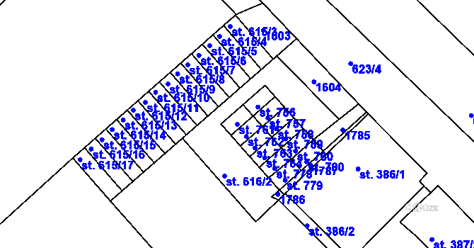 Parcela st. 761 v KÚ Kralupy nad Vltavou, Katastrální mapa