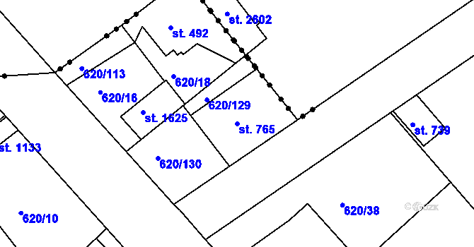 Parcela st. 765 v KÚ Kralupy nad Vltavou, Katastrální mapa