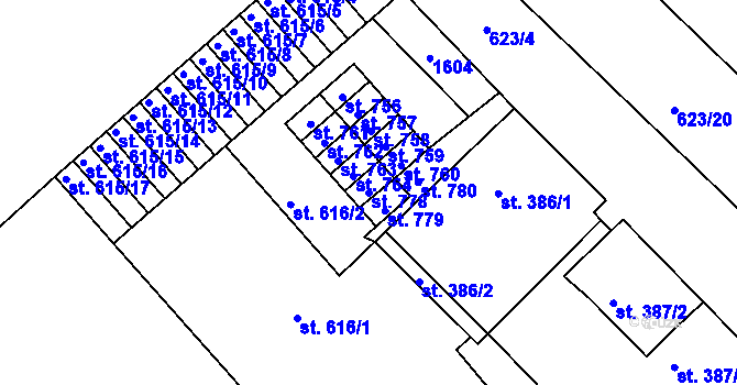 Parcela st. 778 v KÚ Kralupy nad Vltavou, Katastrální mapa