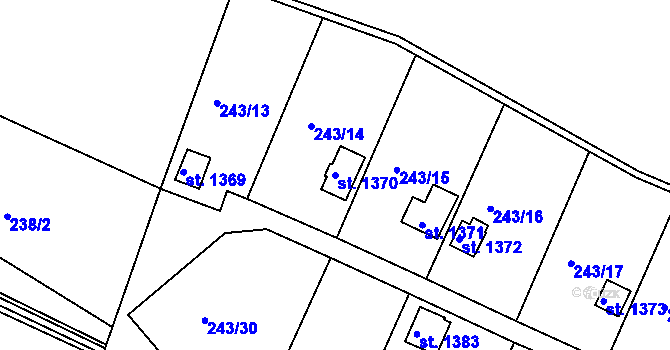 Parcela st. 1370 v KÚ Kralupy nad Vltavou, Katastrální mapa