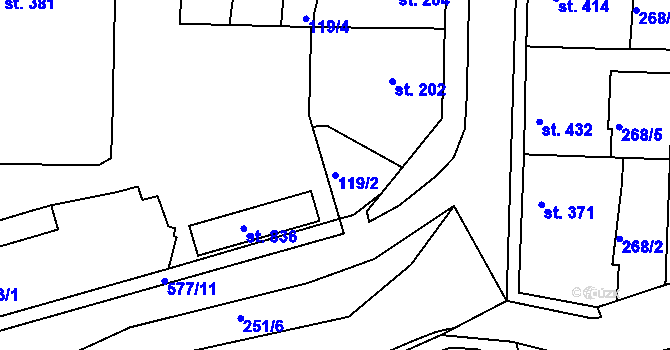 Parcela st. 119/2 v KÚ Kralupy nad Vltavou, Katastrální mapa