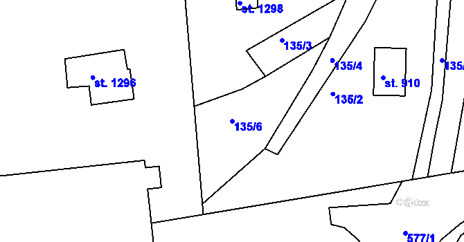 Parcela st. 135/6 v KÚ Kralupy nad Vltavou, Katastrální mapa