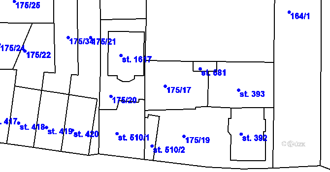 Parcela st. 175/17 v KÚ Kralupy nad Vltavou, Katastrální mapa