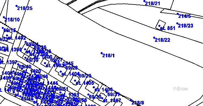 Parcela st. 218/1 v KÚ Kralupy nad Vltavou, Katastrální mapa
