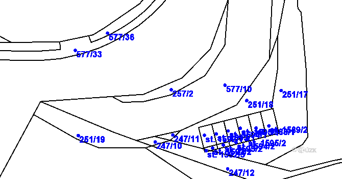 Parcela st. 257/2 v KÚ Kralupy nad Vltavou, Katastrální mapa