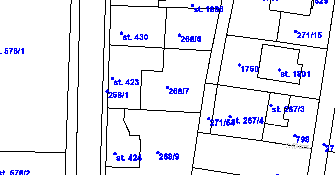 Parcela st. 268/7 v KÚ Kralupy nad Vltavou, Katastrální mapa