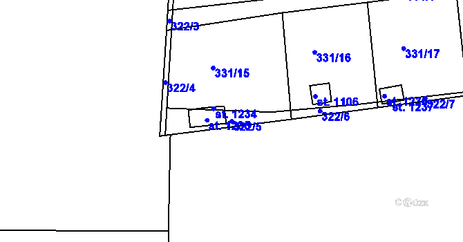 Parcela st. 322/5 v KÚ Kralupy nad Vltavou, Katastrální mapa