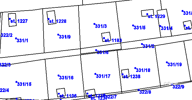 Parcela st. 331/6 v KÚ Kralupy nad Vltavou, Katastrální mapa