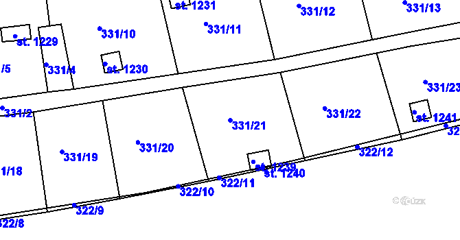 Parcela st. 331/21 v KÚ Kralupy nad Vltavou, Katastrální mapa