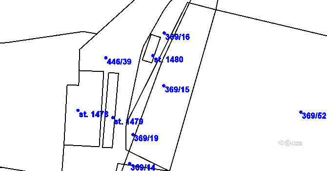 Parcela st. 369/15 v KÚ Kralupy nad Vltavou, Katastrální mapa
