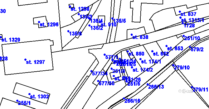 Parcela st. 577/1 v KÚ Kralupy nad Vltavou, Katastrální mapa