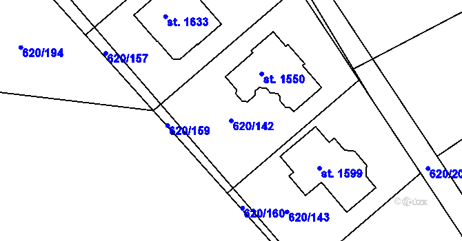 Parcela st. 620/142 v KÚ Kralupy nad Vltavou, Katastrální mapa