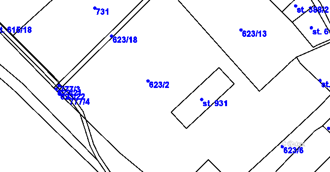 Parcela st. 623/2 v KÚ Kralupy nad Vltavou, Katastrální mapa