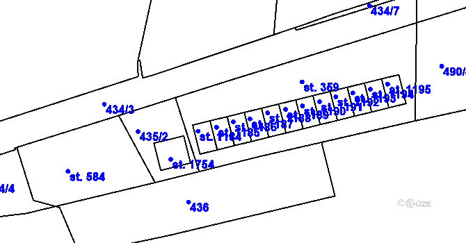 Parcela st. 1186 v KÚ Kralupy nad Vltavou, Katastrální mapa