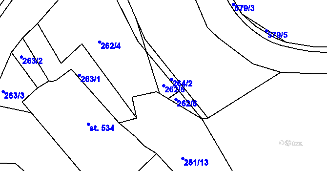 Parcela st. 262/5 v KÚ Kralupy nad Vltavou, Katastrální mapa