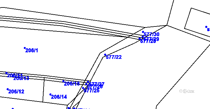 Parcela st. 577/22 v KÚ Kralupy nad Vltavou, Katastrální mapa