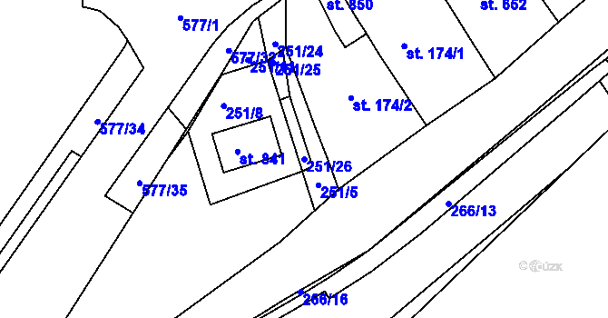 Parcela st. 251/26 v KÚ Kralupy nad Vltavou, Katastrální mapa