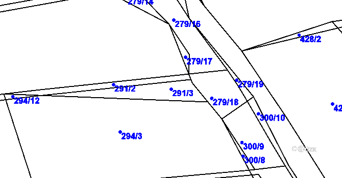 Parcela st. 291/3 v KÚ Kralupy nad Vltavou, Katastrální mapa
