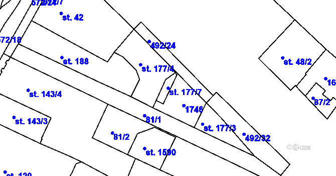 Parcela st. 177/7 v KÚ Kralupy nad Vltavou, Katastrální mapa