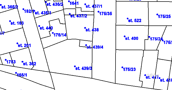 Parcela st. 439/4 v KÚ Kralupy nad Vltavou, Katastrální mapa