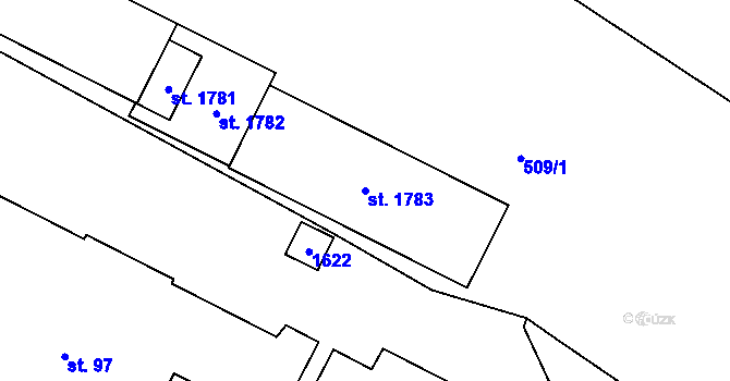 Parcela st. 1783 v KÚ Kralupy nad Vltavou, Katastrální mapa