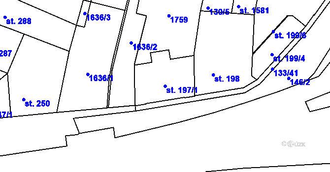 Parcela st. 197/1 v KÚ Kralupy nad Vltavou, Katastrální mapa