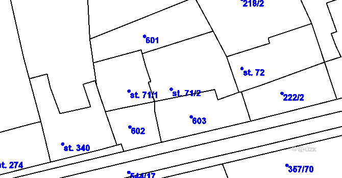 Parcela st. 71/2 v KÚ Mikovice u Kralup nad Vltavou, Katastrální mapa