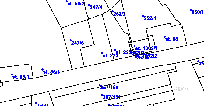Parcela st. 223 v KÚ Mikovice u Kralup nad Vltavou, Katastrální mapa