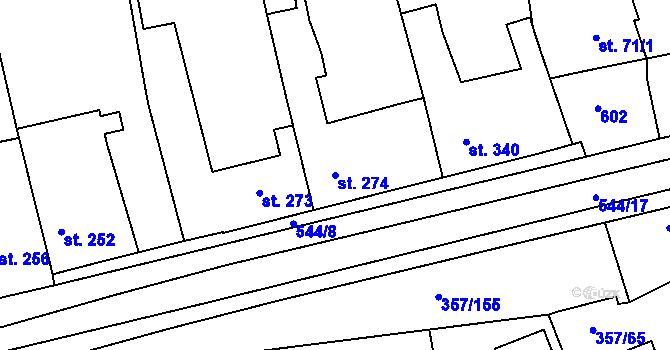 Parcela st. 274 v KÚ Mikovice u Kralup nad Vltavou, Katastrální mapa