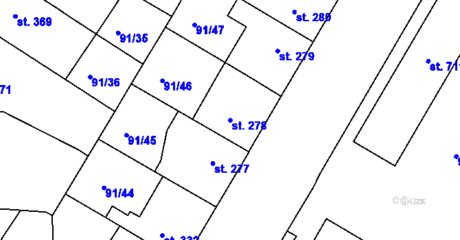Parcela st. 278 v KÚ Mikovice u Kralup nad Vltavou, Katastrální mapa