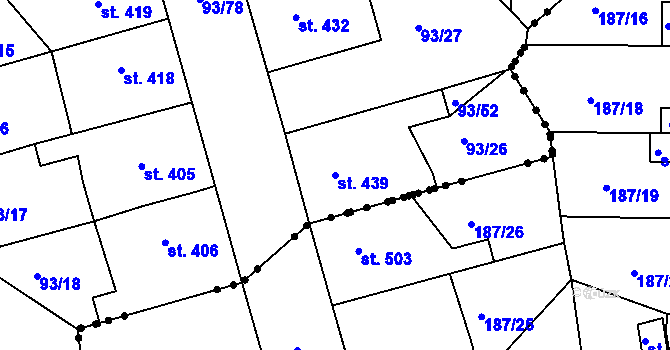 Parcela st. 439 v KÚ Mikovice u Kralup nad Vltavou, Katastrální mapa