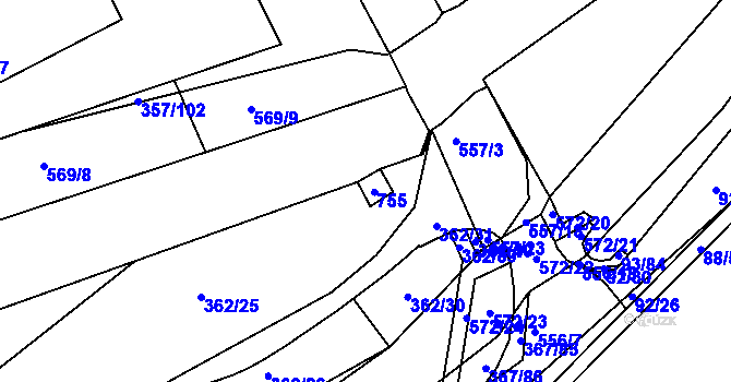 Parcela st. 487 v KÚ Mikovice u Kralup nad Vltavou, Katastrální mapa