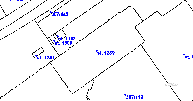 Parcela st. 1259 v KÚ Mikovice u Kralup nad Vltavou, Katastrální mapa