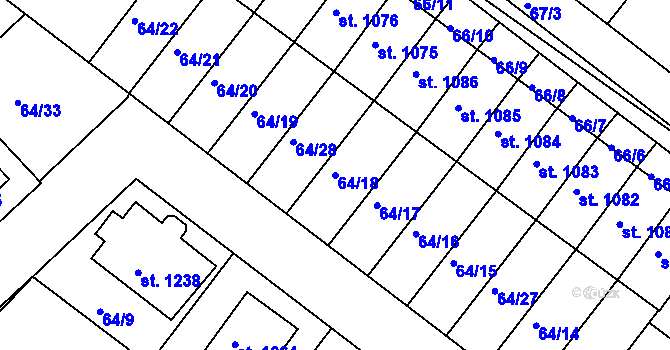 Parcela st. 64/18 v KÚ Mikovice u Kralup nad Vltavou, Katastrální mapa