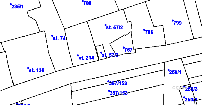 Parcela st. 57/3 v KÚ Mikovice u Kralup nad Vltavou, Katastrální mapa